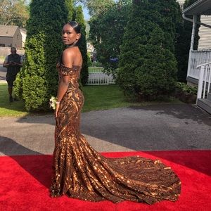 Bronze and Black Prom Dress